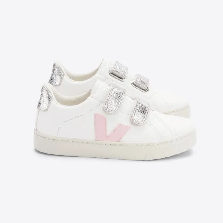 Veja Small Kid's Esplar Leather White Petale Silver