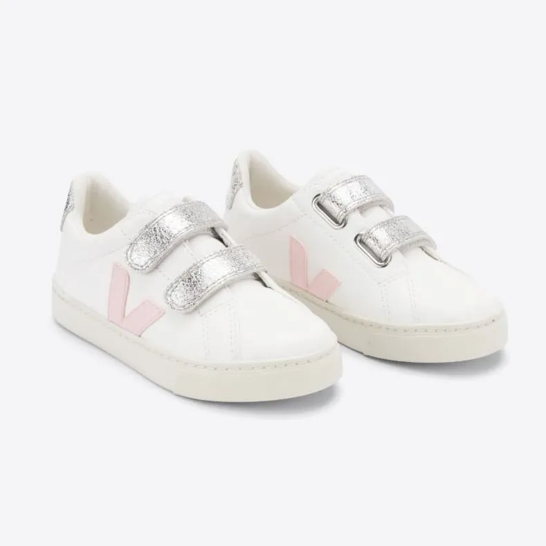Veja Small Kid's Esplar Leather White Petale Silver