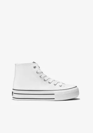 White Platform Hi-Top Sneakers