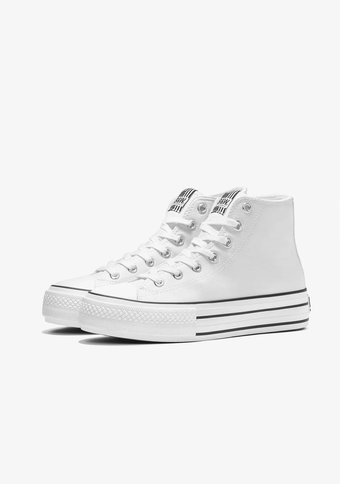 White Platform Hi-Top Sneakers