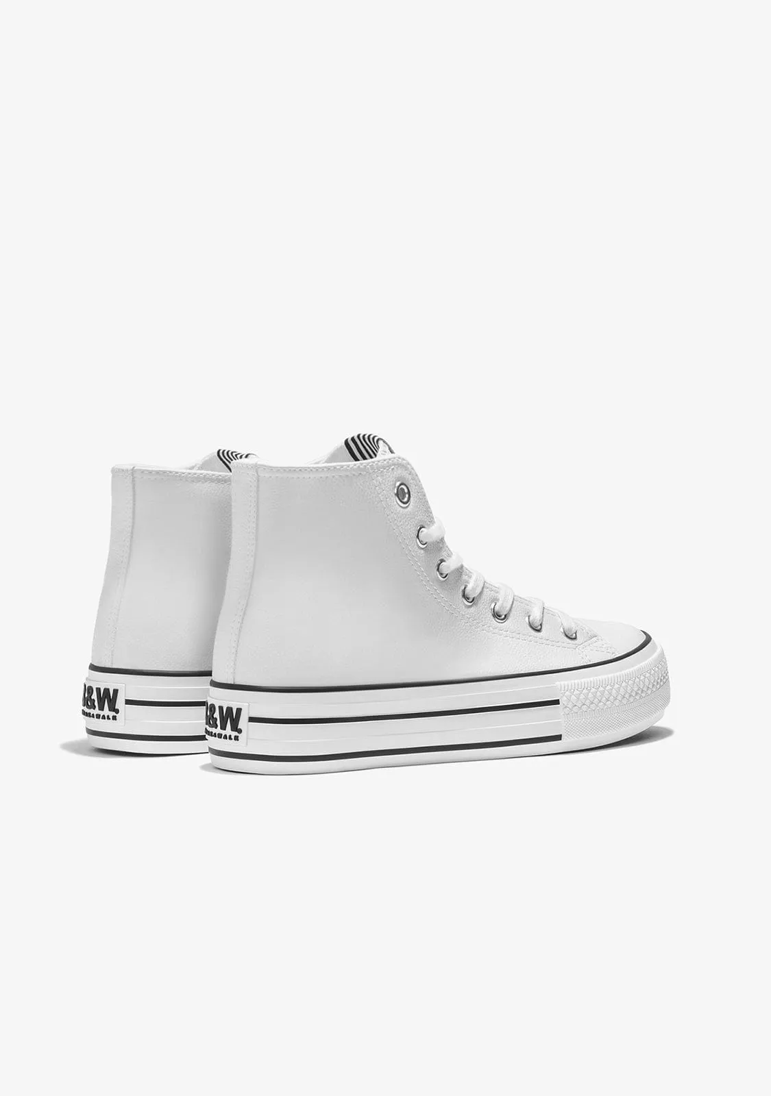 White Platform Hi-Top Sneakers