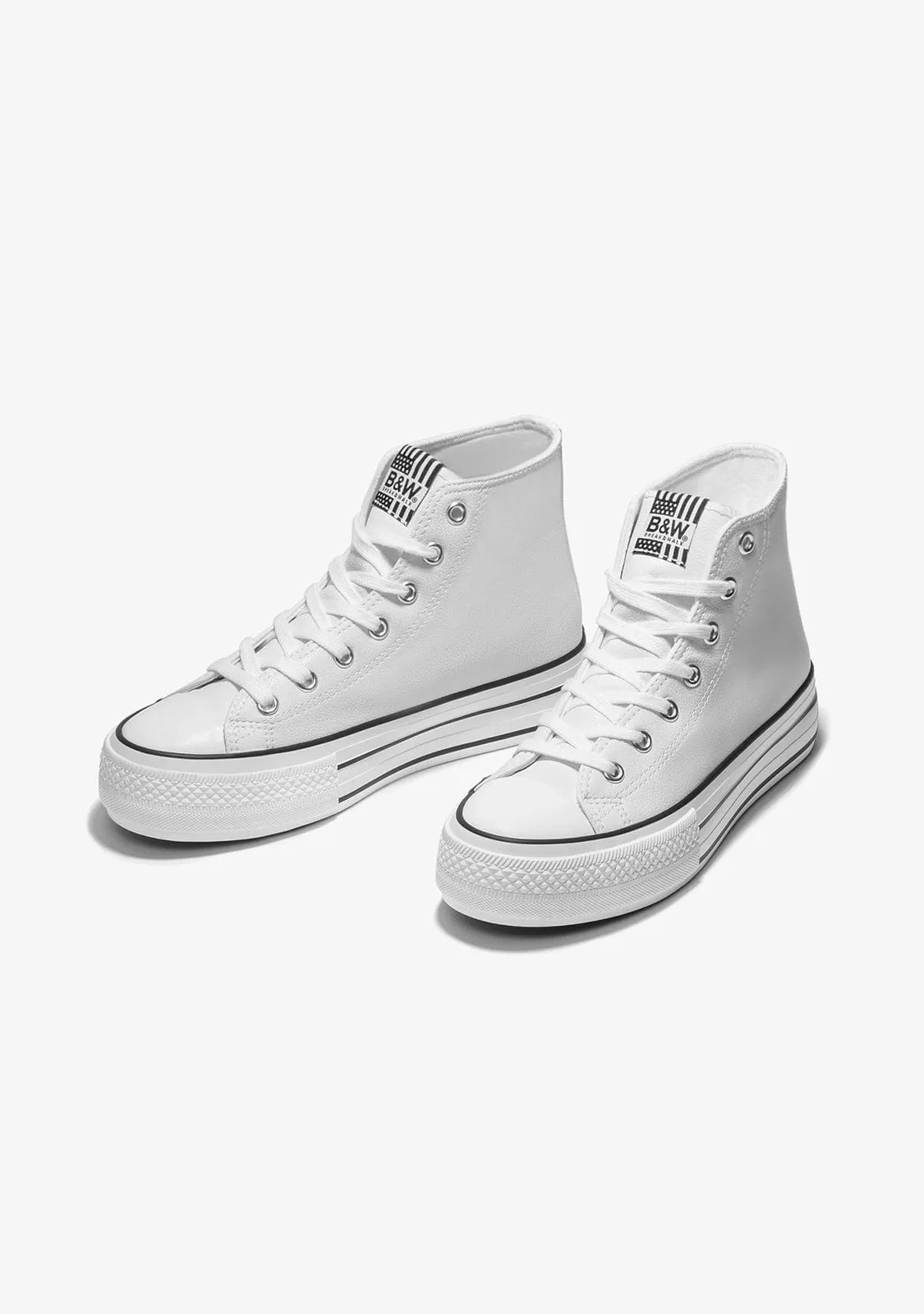 White Platform Hi-Top Sneakers