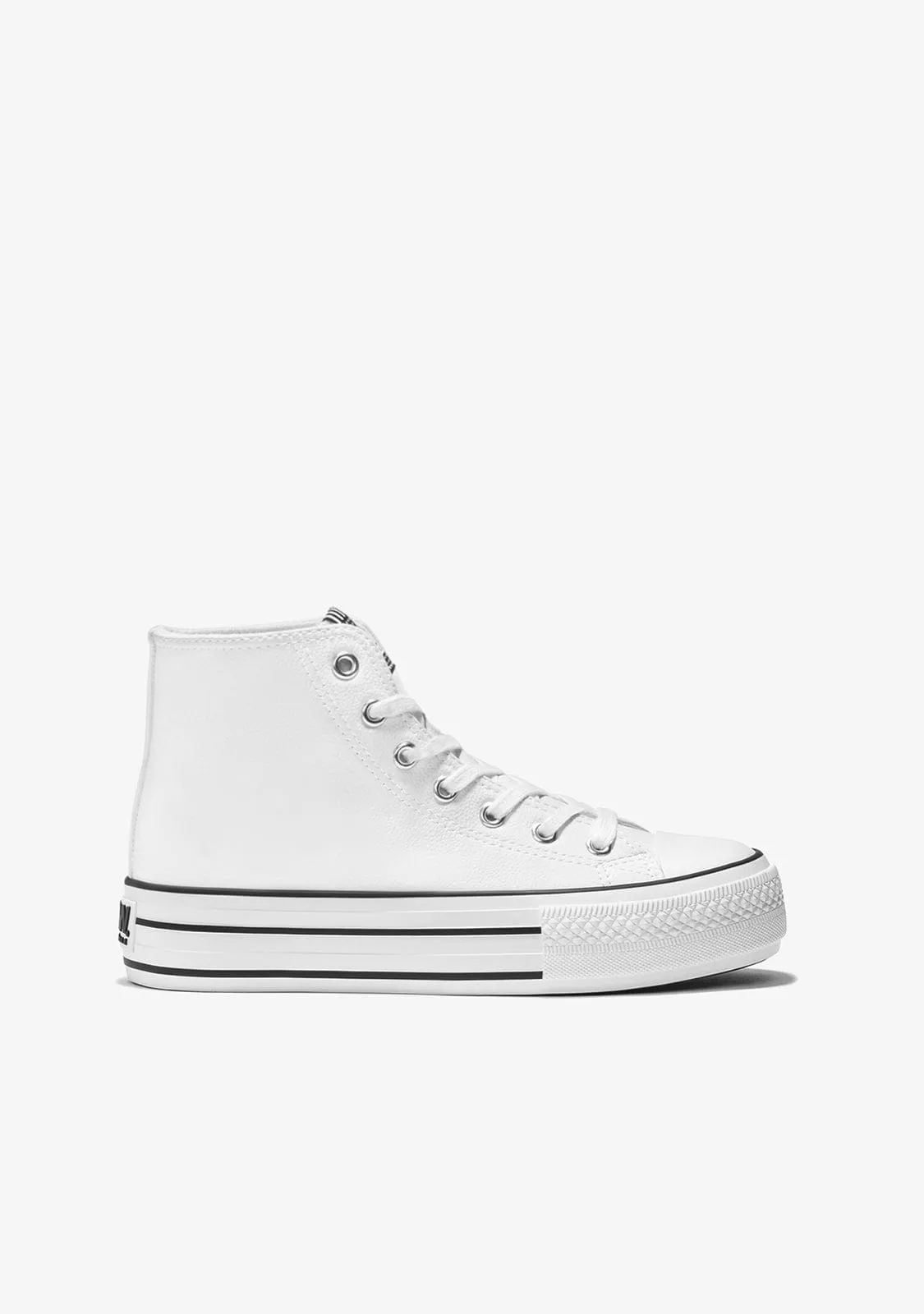 White Platform Hi-Top Sneakers